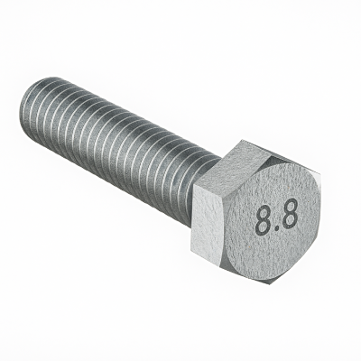 din933_8-8_galveniz1 DIN 931 Altikose Basli 8.8 Beyaz Civata - Görsel 1